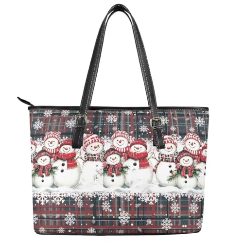 Image of Coldinair Christmas Leather Tote Bag for Women with Zipper Large Shoulder Tote Bag Shopping Casual Travel Bag Handbag Purse