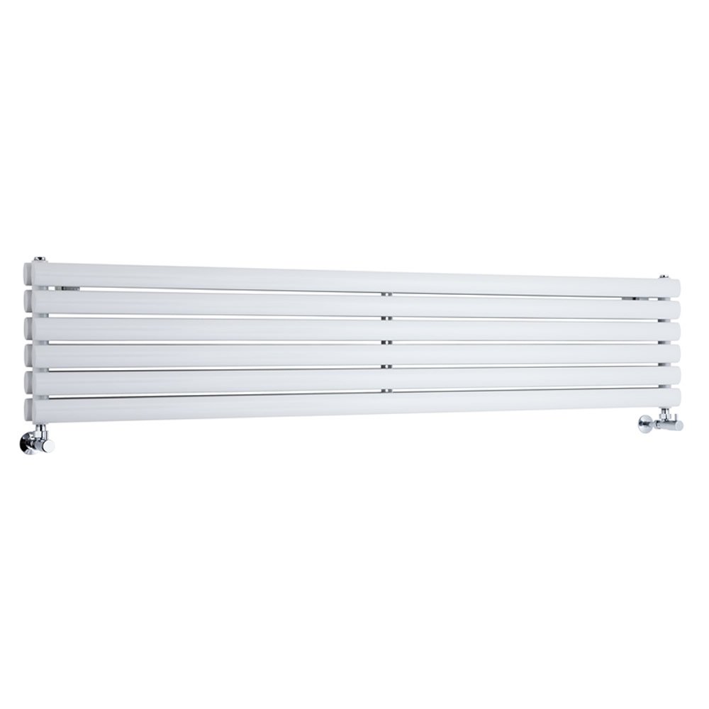Milano Aruba White Horizontal Double Oval Panel Radiator - 354mm x 1780mm