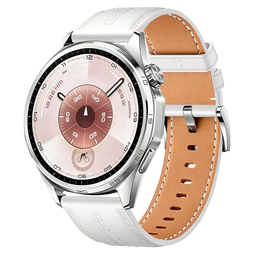 Correa compatible con Huawei Watch GT6 Pro GT 6 GT5 GT4 de 46 mm, correa de repuesto de cuero de grano completo de 22 mm para Venu 4 correas de 45 mm, Vivoactive 4, Bip 6, Forerunner 265, Redmi Watch