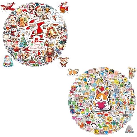 100pcs Christmas Stickers and 200 pcs Cute Stickers for Kids Cover