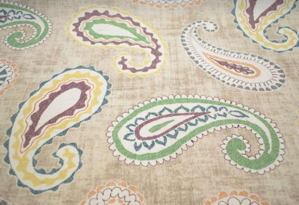 Mantel Tela Resinada Rossetti,con Estampado de Cachemir, Impermeable. Mantelería Anti-Manchas y Resistente