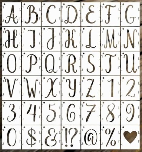 Plantillas de letras, 42 plantillas grandes del alfabeto, pintura en aerosol reutilizable, plantillas de letras y números de plástico para pintura de pared, proyectos de arte y decoración