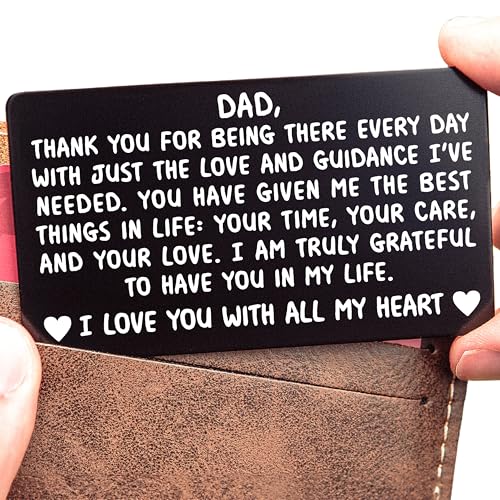 Dad Wallet Card Keepsake – Engraved Aluminum Gift for Father, Stepdad, Grandpa – Meaningful Fathers Day, Birthday, or Christmas Gift from Daughter or Son