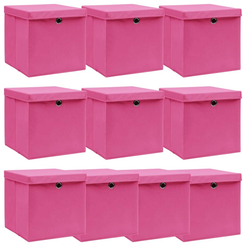 Aufbewahrungsboxen mit Deckel 10 STK Spielzeugkiste, Aufbewahrungskiste, Kleideraufbewahrung, Kleideraufbewahrung & Organisation, Rosa 32×32×32cm Stoff