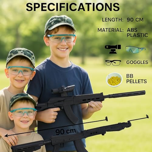 Image of TILLU TIM TIM TOYS 90 CM Long Toy Gun with BB Bullets /Cap /gogle with High Range PUBG Gun for Kids Boys Girls