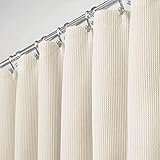 mDesign Cotton Waffle Weave Fabric Shower Curtain - for Bathroom Showers and Bathtubs - Hotel Quality - Machine Washable - Farmhouse Style - 72x72 Inch Cream/Beige