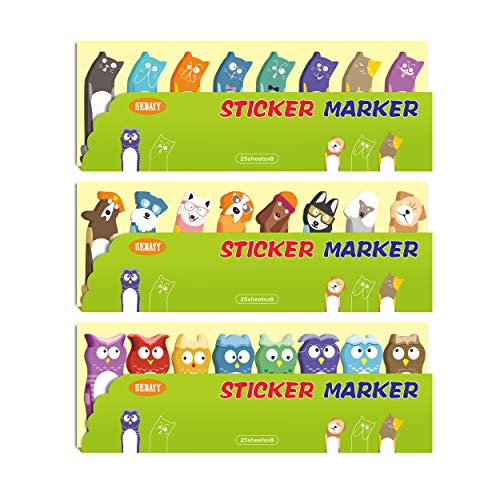 600 Cat Dog Owl Sticky Notes in 24 Designs Index Tabs Page Flags Bookmark