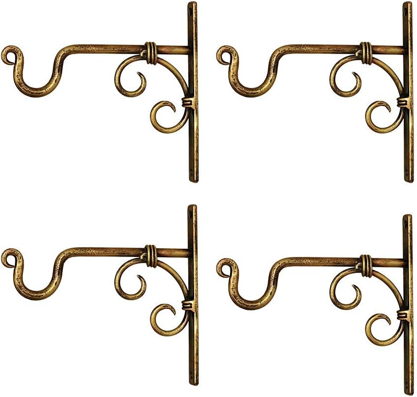 Jexmon SADHUBELA Elephant Trunk Art Wall Lantern/Diya Hanger - Handmade Iron Craft- Set of 4 (Antique Golden)
