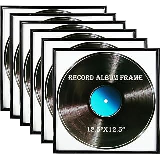 Record Album Frame, 6 Pack, 12.5×12.5 Inch High Glossy Frame, Made to display vinyl LP album covers, Fit the album artwork, set of 6pcs - Les Beatles, Paul McCartney, John Lennon, RIngo Starr, George Harrison