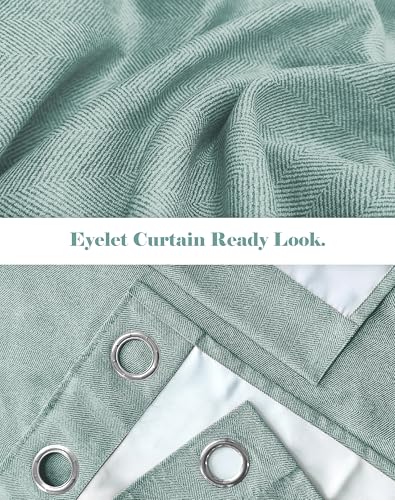 Image of Casableu Twillbone Digital Print 85% Blackout Curtains for Door /Window, Thermal Insulated, Tie Back, Wider Width 50 in, Eyelet Curtains for Living Room /Bedroom (Sea Green 7 ft Set of 2)