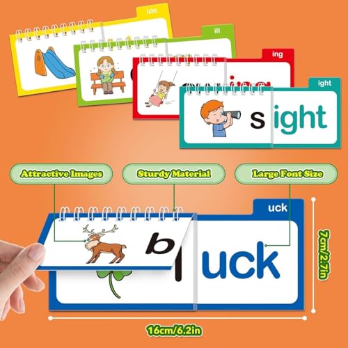 Image of 30PCS Read and Rhyme Flip Books, Interesting Word Family Flip Books, ABC Vocabulary Cards, Sight Words Flash Cards Kindergarten, Read and Rhyme Flip Activity Book