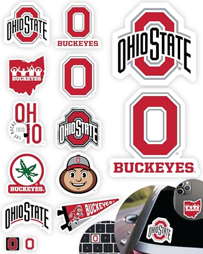 Ohio State Sticker OSU Variety Pack for Car Water Bottle Phone 14 Pc Gift