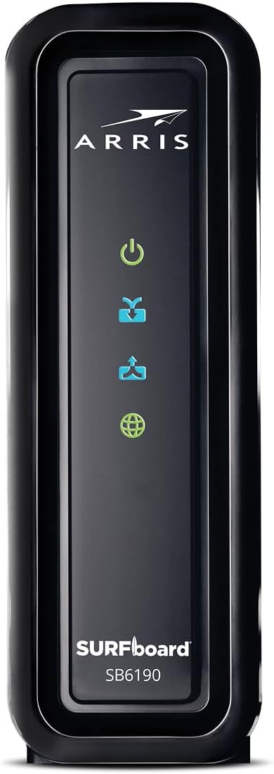 ARRIS (SB6190) - Cable Modem - DOCSIS 3.0 32x8 Gigabit Modem, [Check with your provider for compatibility]1 Gbps Port, 800 Mbps Max Speed, 2 Year Warranty - Black