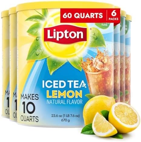 Lipton Iced Tea Mix, Lemon, Makes 10 Quarts,Count 6(Pack of 1)