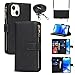 Jaorty Fit for iPhone 14 Plus (5G 2022) Wallet Case,[9 Card Slots] [Removable Adjustable Crossbody Necklace Lanyard Shoulder Strap] Zipper PU Leather Case for Women & Men 6.7 Inch,Black