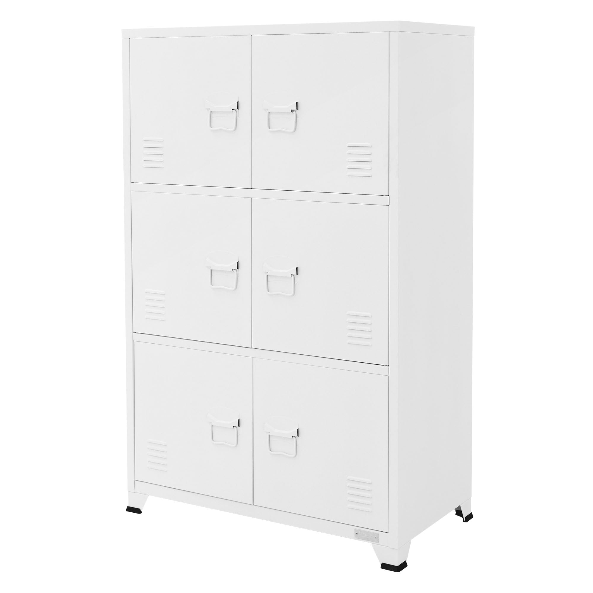 ML-Design Archivador de Oficina 75x40x120,5 cm Acero Blanco Armario Independiente con 4 Patas Mesita Auxiliar Metálica con 6 Puertas y 3 Compartimentos Mueble para Almacenamiento Archivo de Documentos
