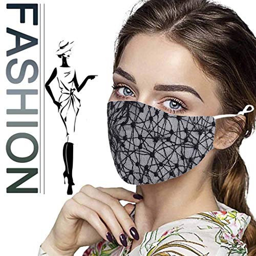 Ybshin Wedding Lace Mouth Cover Bride Mesh Cotton Elastic Mouth Shield Masquerade Nightclub Rave Anti Dust Floral Mouth Jewelry For Women And Girls (Black) #TOP2