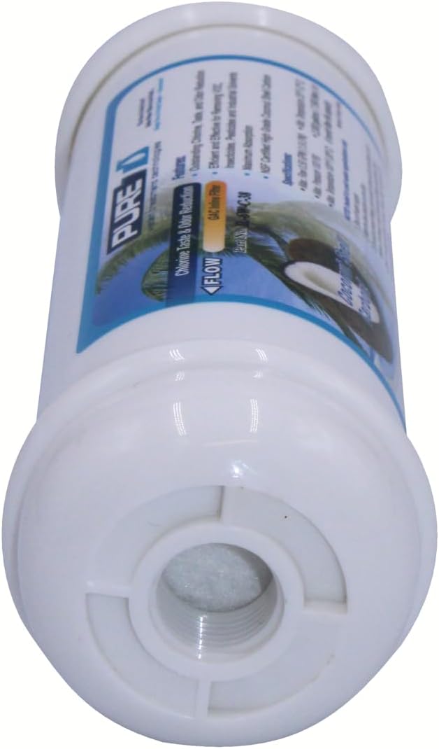 PureT Compact Inline Post-Carbon Filter 2"x6" with 3/8" NPT Threaded Connection - GAC Polishing Filter for RO Systems, Ice Makers & Refrigerators | NSF Certified | 700 Gallon Capacity | IL-6W-C-38