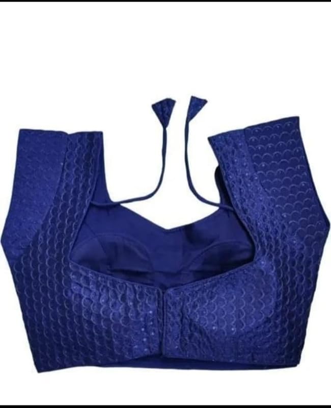 Image of Balaji Enterprises Women's Cotton Silk Collar V Neck Short Sleeve Readymade Saree Blouse