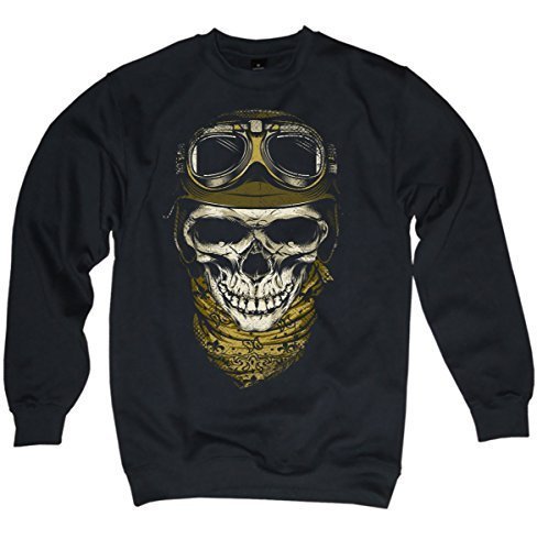 NG articlezz Jersey Cráneo del Motorista - Calavera Moto Negro Hombres Hombres S s-3xl Negro/Negro, XL
