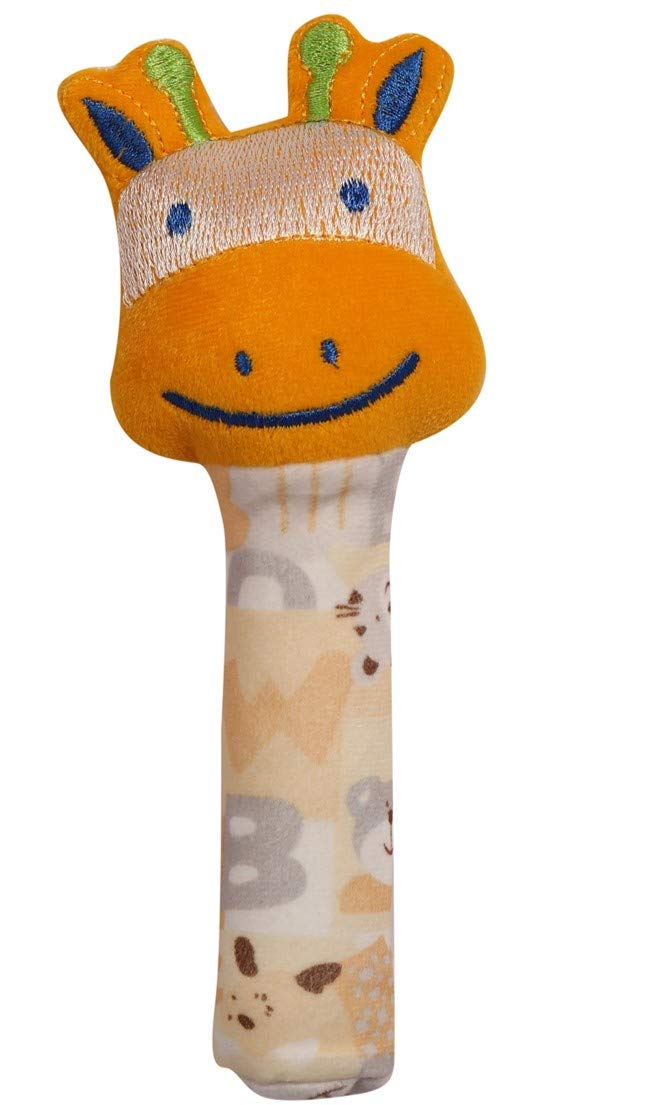 CUBS & HUGS Squeeze Handle for Squeaky Sound Face Rattle Soft Toys for Babies Girls & Boys (Yellow)