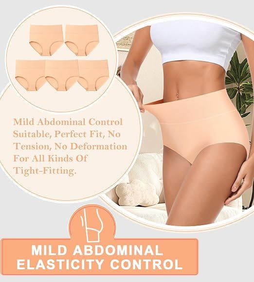 Image of MISSWHO Cotton High Waisted Women Underwear Soft Briefs Full Coverage Comfy Ladies Panties (Regular & Plus Size)