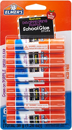 Elmer's Disappearing Purple School Glue Sticks, 6 Count (E1560)