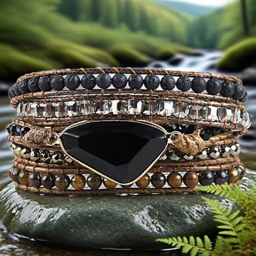 Image of Boho Wrap Bracelet for Women, Handmade Natural Imperial Jasper Multi-Layer Stone Beaded Bracelet, Bohemian Healing Crystal Stone Jewelry Gifts