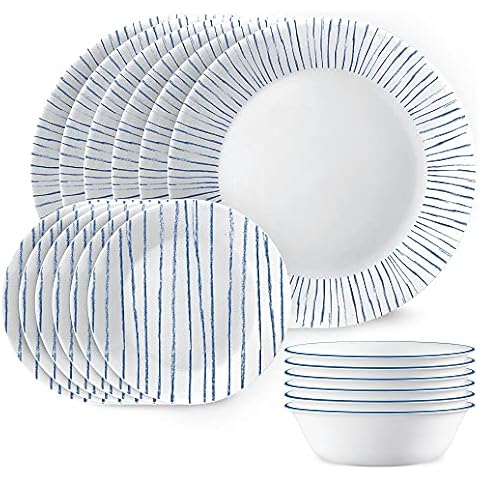 Corelle 18-Piece Dinnerware Set, Nautical Stripes Cover