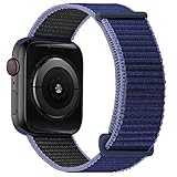OXWALLEN Solo Loop Adjustable Braided Strap compatibile con cinturino Apple Watch 41mm 38mm 40mm, Nylon Elastico Regolabile Sportivo Ricambio Cinturino per iWatch Series SE, Midnight Blue/Black