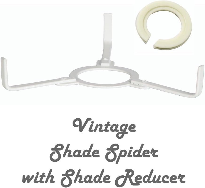 White Shade Spider to Support LAMP Shade for Ceiling Pendants - with Duplex Ring Fitting - REDUCING Ring Included for All Types of Light Bulb CAPS