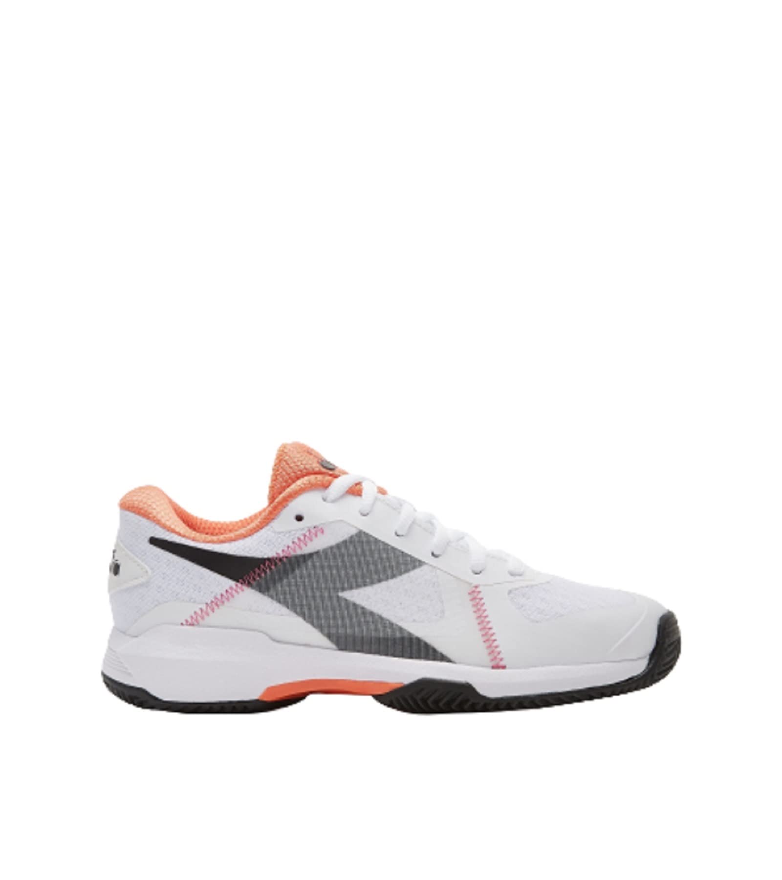 Diadora Trofeo W All Ground Pickleball Tennis Shoes (White/Black/Vermillion) (7.5)