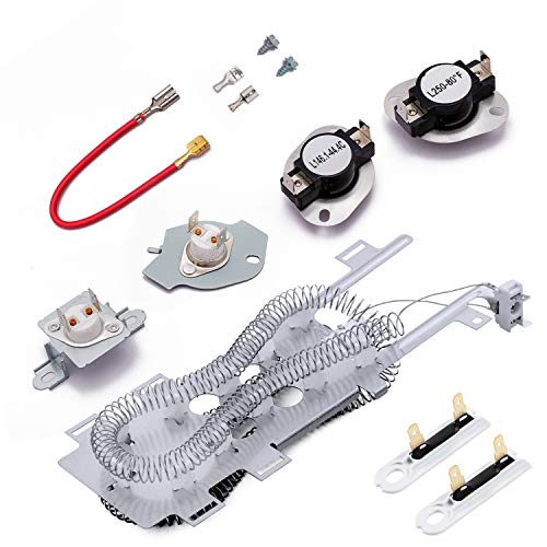 8544771 dryer heating element, 279973 3392519 thermal fuse and 279816 thermostat 8577274 thermistor, suitable and compatible with whirlpool, kenmore, maytag, roper, estate, mmana, admira