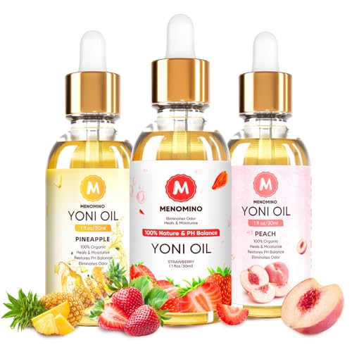 Image of 3 Pack Yoni Oil Feminine Oil for Women pH Balance - Feminine Deodorant with Pineapple Peach Strawberry Essential Oil, 1 fl oz /pc