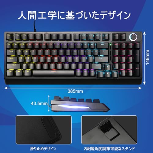 QQV ゲーミングキーボード 赤軸 98キー の商品画像 5