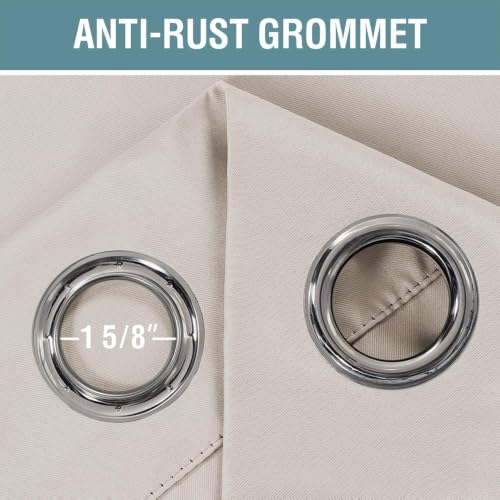 Image of H.VERSAILTEX Blackout Patio Curtains 100 x 90 Inches for Sliding Door Extral Wide Blackout Curtain Panels Thermal Insulated Room Divider - Grommet Top, 7.5' Tall by 8.3' Wide - Natural