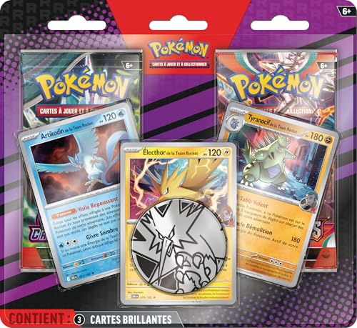 Pokémon : Blister amélioré de 2 boosters (3 Cartes Brillantes, 1 pièce et 2 boosters Pokémon).