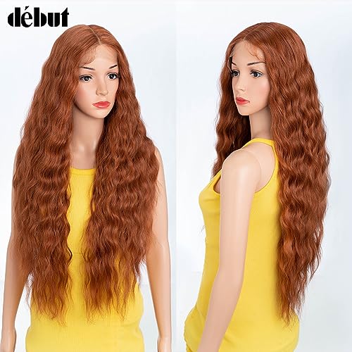DÉBUT Lace Front Wigs 30 inches Water Wave Super Long Wigs 5% Brazilian Human Hair and 95% Heat Resistant Synthetic Wig 240g 6 inches Lace Parting (LACE 30" - Image 3