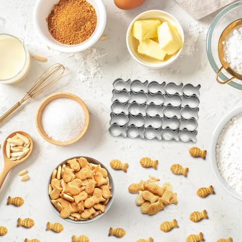 Ninehaoou Gold Fish Cracker Cutter,25 Cavity Cookie Cutter,Mini Cookie Molds with Cleaning Brush,non-stick Dough, Stainless Steels Mold for Baking by Ninehaoou - Image 3