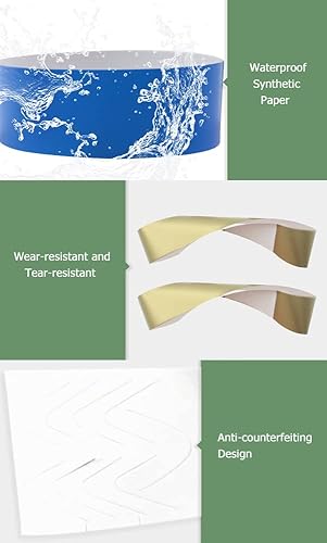 Miniatura 4 de Kaxich 500 pulseras de papel para eventos, impermeables, de neón, pulseras de papel para eventos, clubes, festivales de música, conciertos,