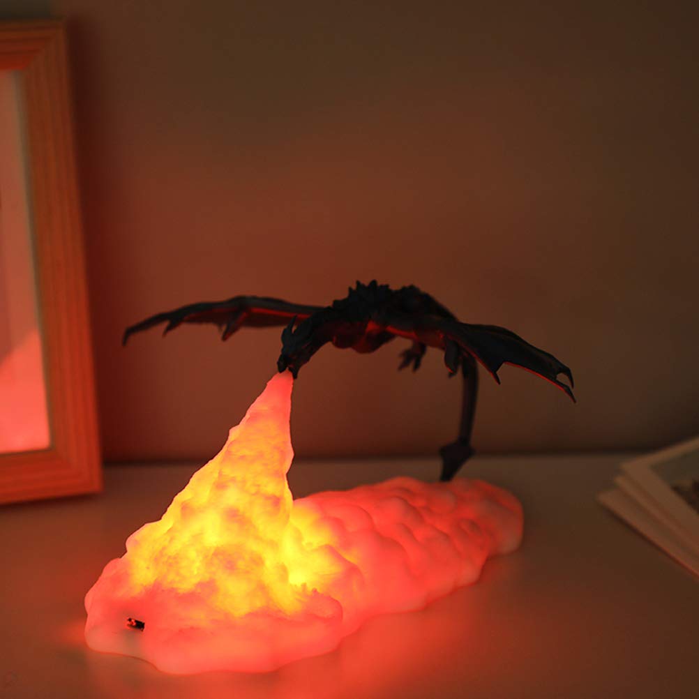 Greensen Veilleuse Dragon, Veilleuse Effet 3D pour Enfants, Télécommande pour Cadeaux D'anniversaire, Lampe de Décoration de Chambre à Coucher (Couleur assortie)