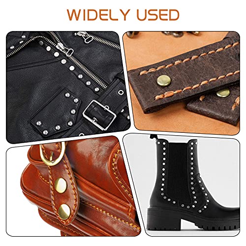 Alritz 240 Sets Leather Rivets, Double Cap Rivet Tubular 4 Colors 2 Sizes Metal Studs with Fixing Tools for DIY Leather Craft/Clothes/Shoes/Bags/Belts Repair Decoration - Thumbnail 2