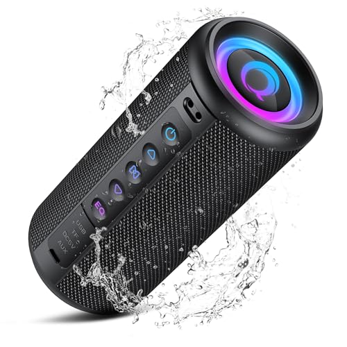 Enceinte Bluetooth puissante, Enceintes Portable Bluetooth 5.4 Sans Fil Avec 30w stéréo, Doble Graves Speaker, Appariage TWS, Lumière RGB, 3 EQ Mode,AUX/TF/USB/DC5V,...