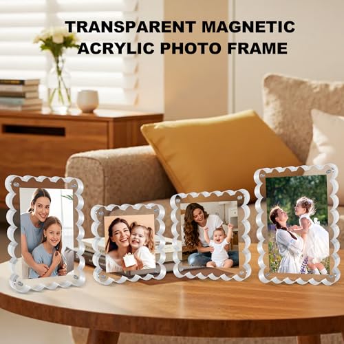 StillSpace 4 x 6 Acrylic Picture Frames 3 Pack, Frameless Magnetic Photo Frame Double Sided Self Standing, Thick Clear Picture Frame Gifts Ideal for Bedroom Living Room by StillSpace - Used condition - Image 7