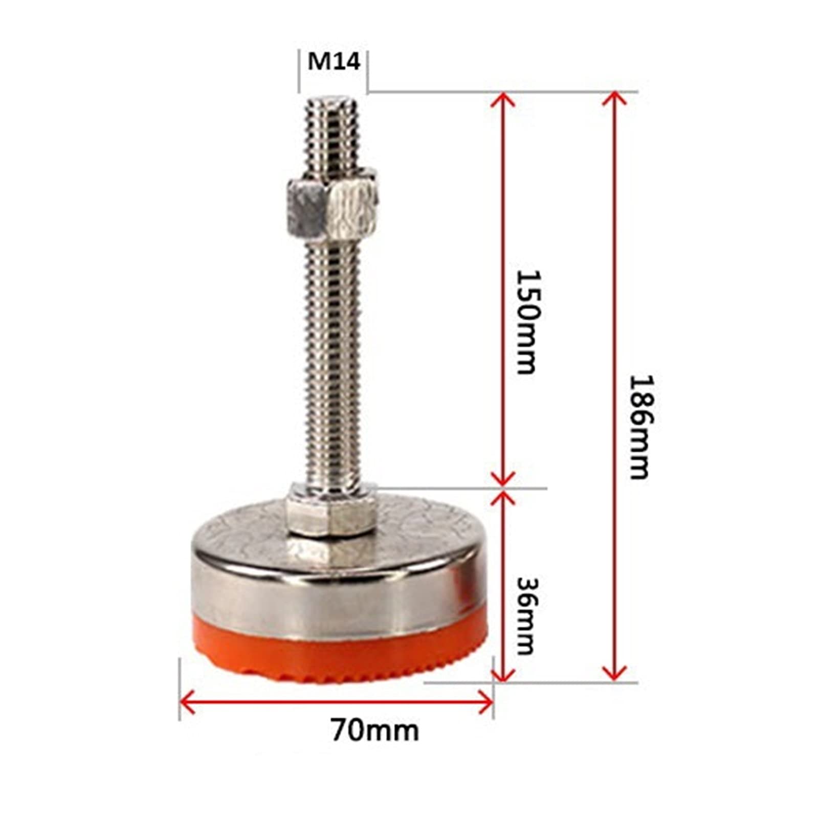 Niveladores de muebles, enderezador de patas ajustable roscado de acero al carbono a prueba de golpes, pies autonivelantes, diámetro de la base de 2.8 pulgadas, 3.5 pulgadas, adecuado, armarios y
