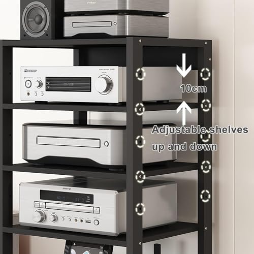 HiFiRac Étagère de rangement en bois robuste pour matériel audio/vidéo Design moderne Support multimédia pour home cinéma centre de divertissement Meuble robuste