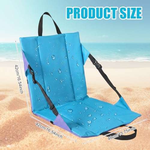 Cinnvoice 2 Pack Waterproof Foldable Pool Edge Chairs for Adults, Portable Adjustable Folding Beach Seat, Lounge Chair for Poolside Camping Picnic Lawn Outdoor Concert Tailgate BBQ(Peacock Blue) by Cinnvoice - Used condition - Image 2