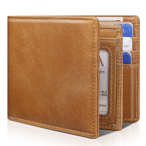 Image of Artpaxy Mens Wallet Bifold Genuine Leather RFID Blocking Wallet for Men with 1 ID Window 13 Card Holders 2 cash pockets 1 Gift Box