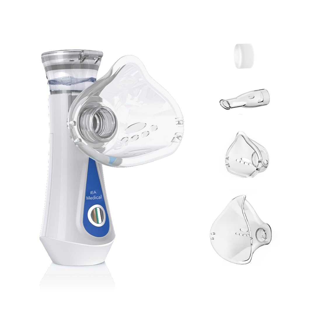 IEA Medical Inhalationsgerät für Kinder & Erwachsene – tragbarer, leiser Mesh-Vernebler mit feiner Zerstäubung | 3 Mundstücke, USB-C, Auto-Abschaltung | Inhaliergerät für unterwegs & zuhause