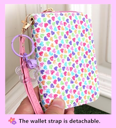 Image of AACKS Flower Wallets with Strap Little Girls Flower Coin Pouch Small Cute Wallet for Teen Girls with Coin Pocket Cherry Fruit Wallet